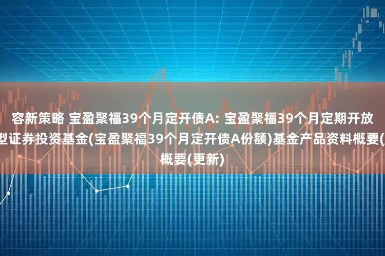 容新策略 宝盈聚福39个月定开债A: 宝盈聚福39个月定期开放债券型证券投资基金(宝盈聚福39个月定开债A份额)基金产品资料概要(更新)