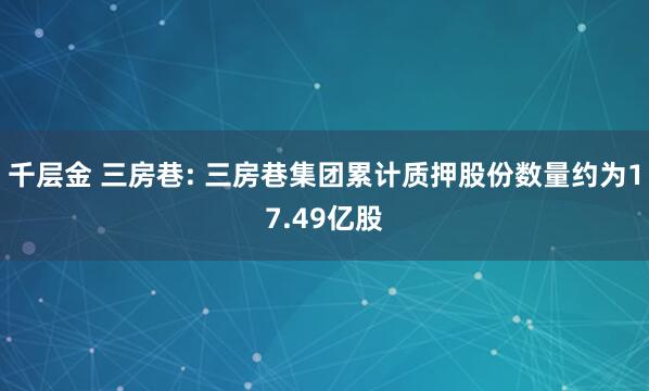 千层金 三房巷: 三房巷集团累计质押股份数量约为17.49亿股